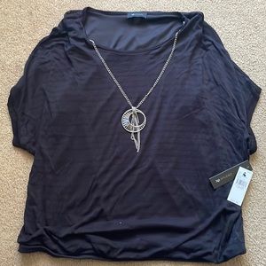 Black Blouse with Necklace Attached